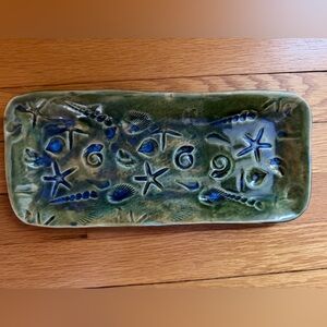Handcrafted Firecat Pottery Tray  Never Used with Shells